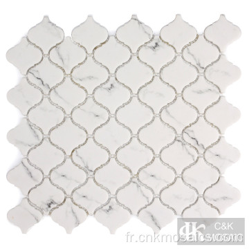 Carreaux de mosaïque en verre Arabesque blanche neige pour salle de bain